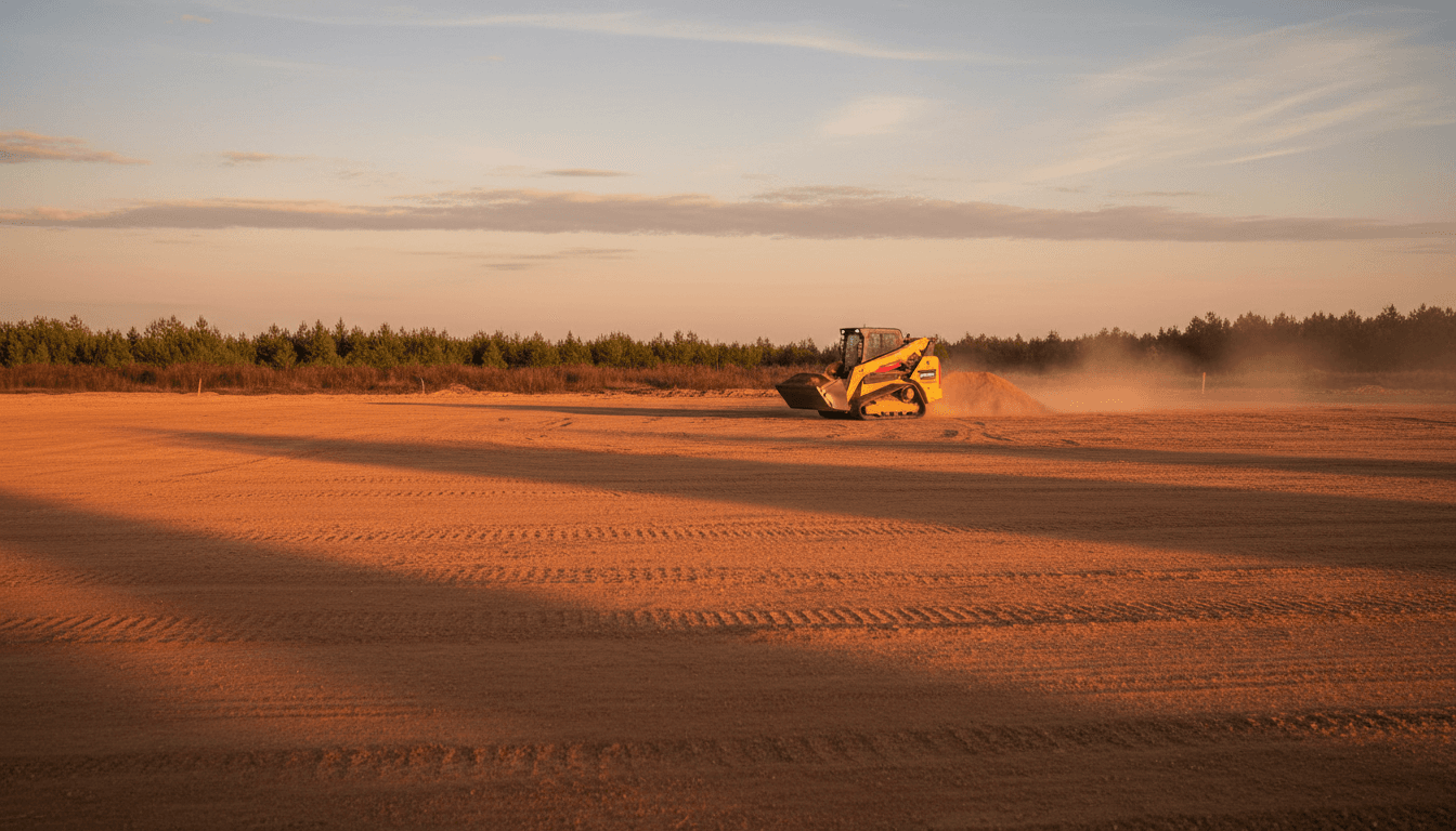 Cleared and graded land ready for building